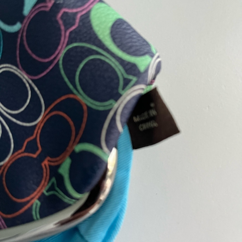 🌸Vintage Coach Navy Optic C Rainbow Vintage Coin Bag - Picture 4 of 6